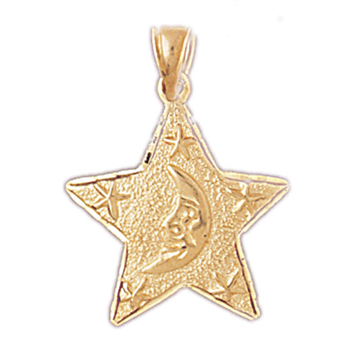 14k Yellow Gold Moon and Star Charm