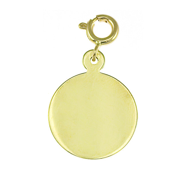 14k Yellow Gold Round Handcut Charm