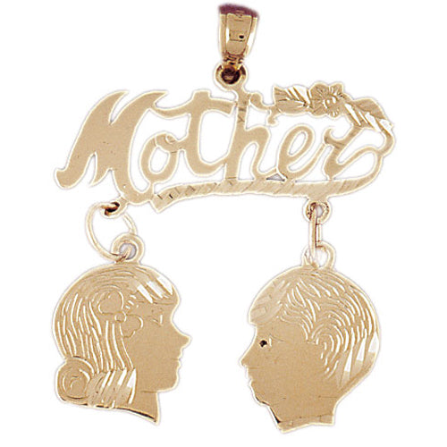 14k Yellow Gold Mother with Son and Daughter  Charm