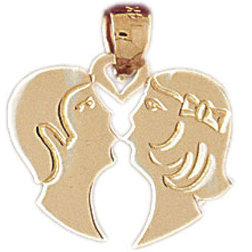 14k Yellow Gold Girl and Boy Charm