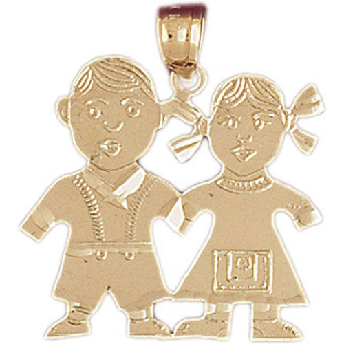 14k Yellow Gold Boy and Girl  Charm