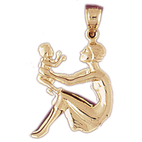 14k Yellow Gold Mother and Baby Charm