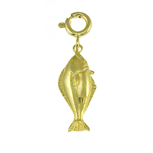 14k Yellow Gold Halibut Charm