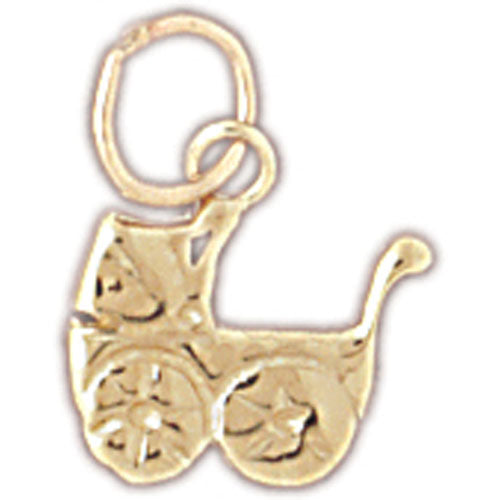 14k Yellow Gold Baby Stoller Charm