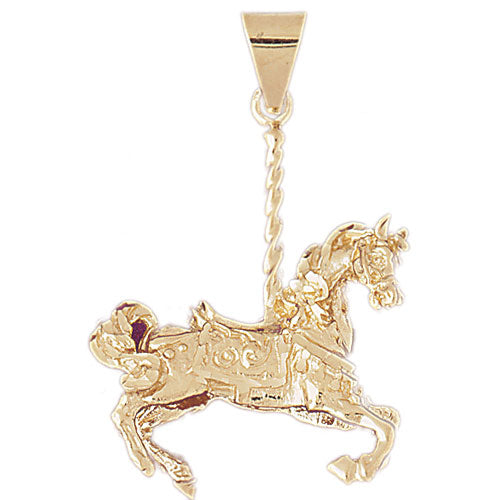 14k Yellow Gold 3-D Carousel Horse Charm