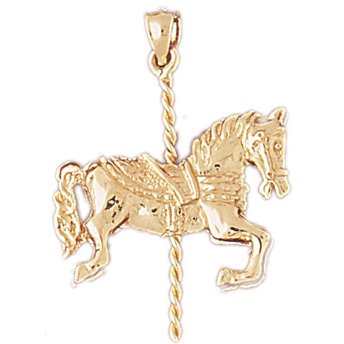 14k Yellow Gold 3-D Carousel Horse Charm