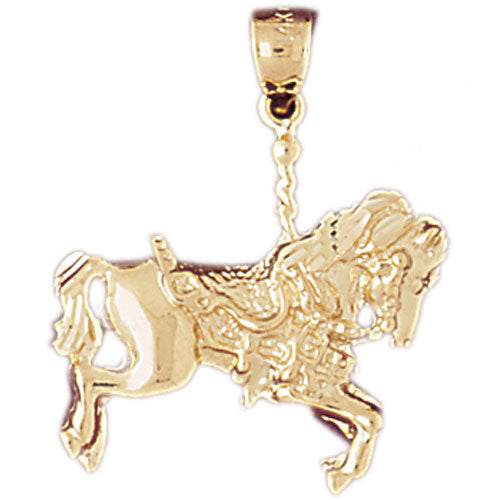 14k Yellow Gold Carousel Horse Charm