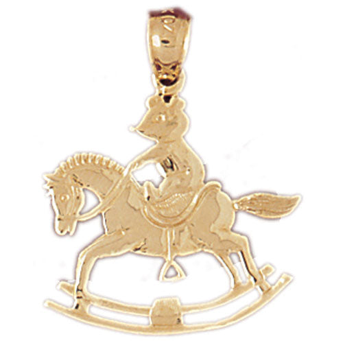 14k Yellow Gold Teddy of Rocking Horse Charm