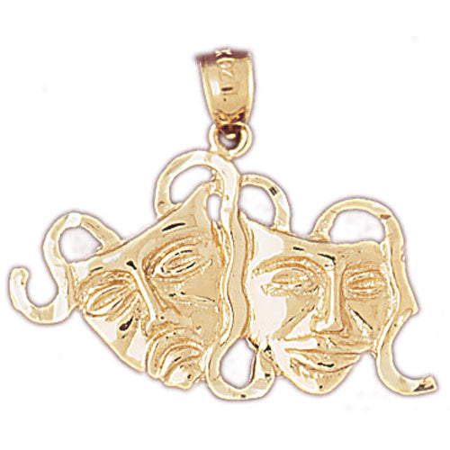 14k Yellow Gold Drama Mask, Laugh Now, Cry Later Charm