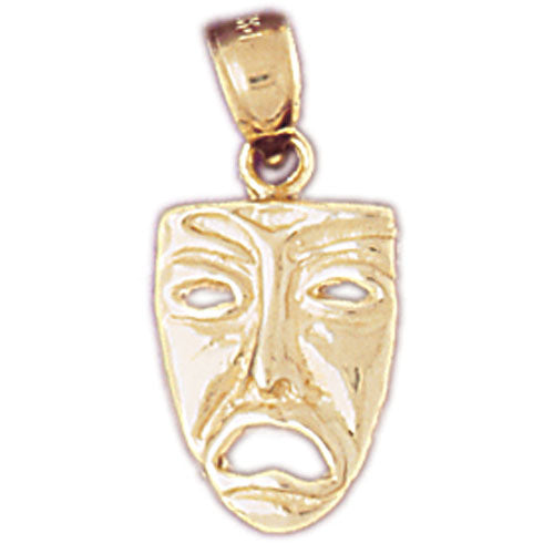 14k Yellow Gold 3-D Drama Mask, Cry Later Charm