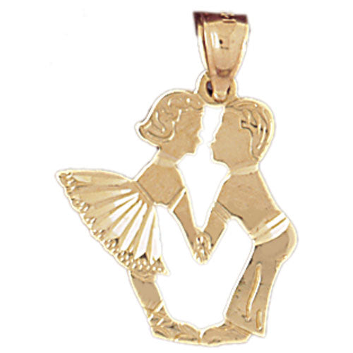 14k Yellow Gold Boy and Girl Kissing Charm