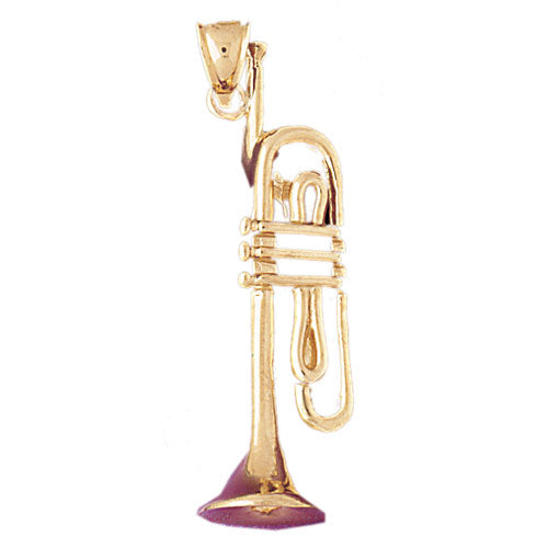14k Yellow Gold 3-D Trumpet Charm
