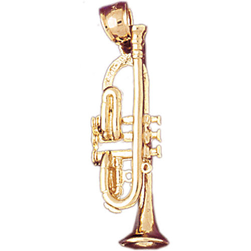 14k Yellow Gold 3-D Trumpet Charm