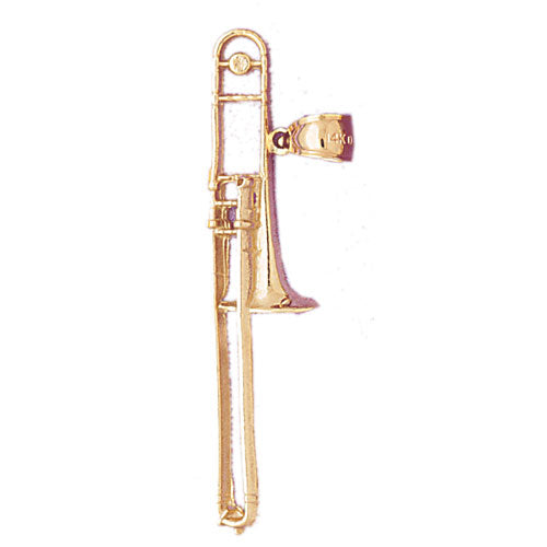 14k Yellow Gold Trombone Charm