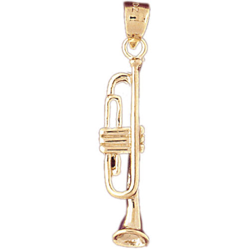 14k Yellow Gold Trumpet Charm