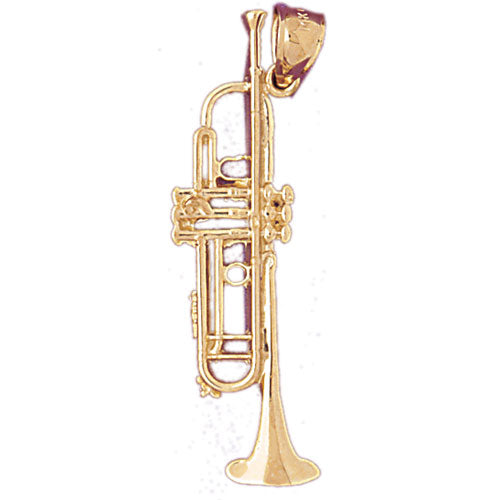 14k Yellow Gold Trumpet Charm