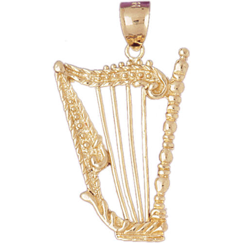 14k Yellow Gold Harp Charm