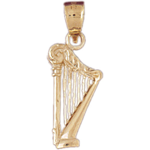 14k Yellow Gold Harp Charm