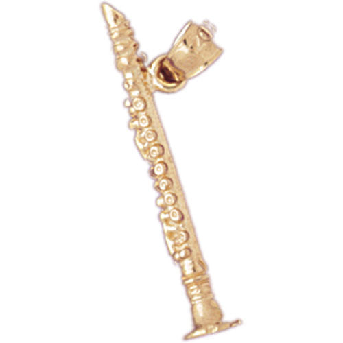 14k Yellow Gold 3-D Clarinet Charm