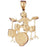 14k Yellow Gold Drummer and Drumset Charm