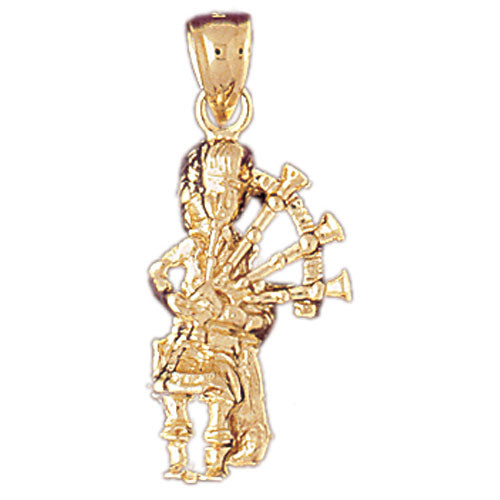 14k Yellow Gold Bagpipes Charm