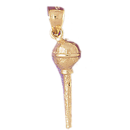14k Yellow Gold 3-D Microphone Charm