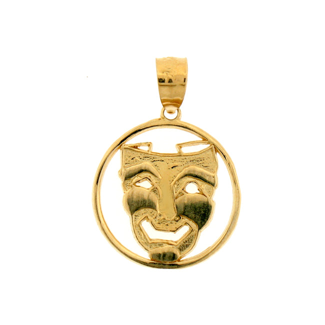 14k Yellow Gold Drama Mask, Laugh Now Charm