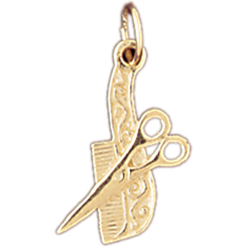 14k Yellow Gold Scissors and Comb Charm