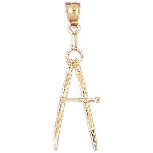14k Yellow Gold Drafters Compass Charm
