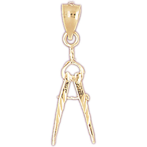 14k Yellow Gold Drafters Compass Charm