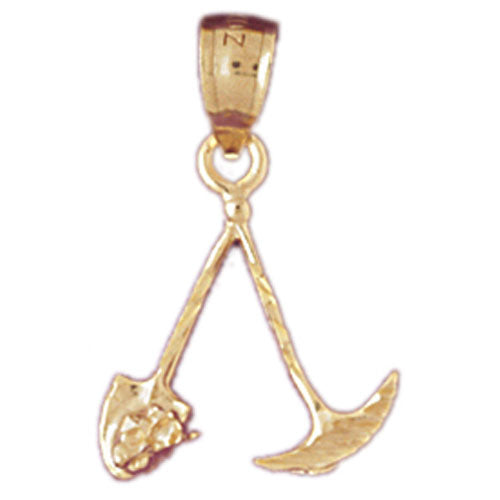 14k Yellow Gold Miners Tools Charm
