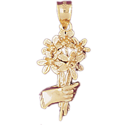 14k Yellow Gold Bouquet of Flower Charm