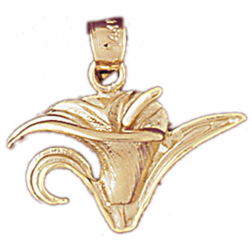 14k Yellow Gold Trumpet Lily Flower Charm