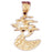 14k Yellow Gold Cedar Tree Charm