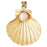 14k Yellow Gold Shell with Pearl Charm
