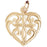 14k Yellow Gold Heart with Cross  Charm