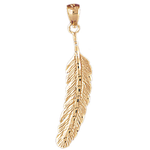 14k Yellow Gold Feather Charm