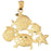 14k Yellow Gold Turtle, Starfish, Tropical Fish, and Shell Charm