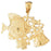 14k Yellow Gold Tropical Fish, Coral and Turtle Charm