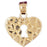 14k Yellow Gold Nugget Heart Padlock, Lock Charm