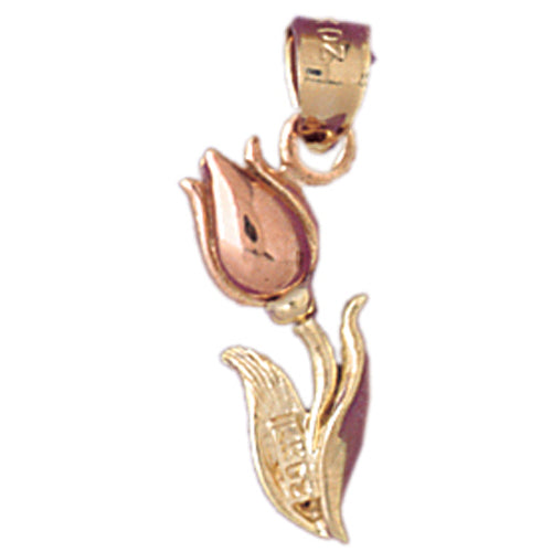 14k Gold Two Tone Tulip Charm