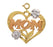 14k Gold Tri Color Heart with Mom Charm