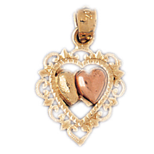14k Gold Two Tone Heart Charm