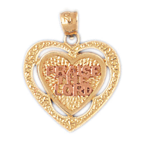 14k Gold Two Tone 'Praise the Lord' Heart Charm