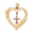 14k Gold Two Tone Heart with Cross Charm