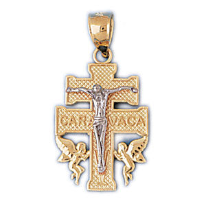 14k Gold Two Tone Caravaca Crucifix Charm