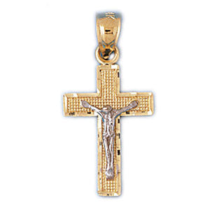 14k Gold Two Tone Crucifix Charm