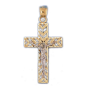 14k Gold Two Tone Crucifix Charm