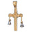 14k Gold Two Tone Cross with Bell Charm