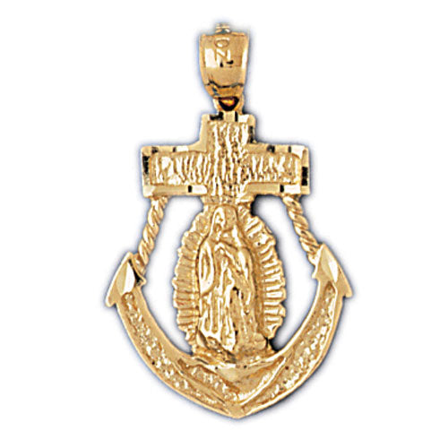 14k Yellow Gold Mariners Cross/Crucifix Charm